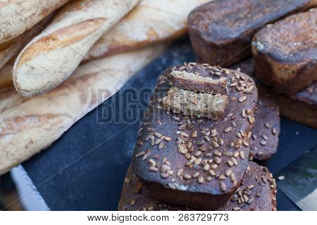Delicious Homemade Black Bread. Borodinsky Bread Is A Traditional Russian Rye-wheat Bread