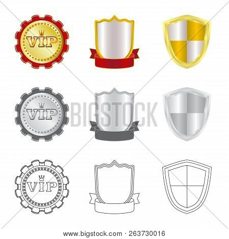 Vector Design Of Emblem And Badge Sign. Set Of Emblem And Sticker Vector Icon For Stock.