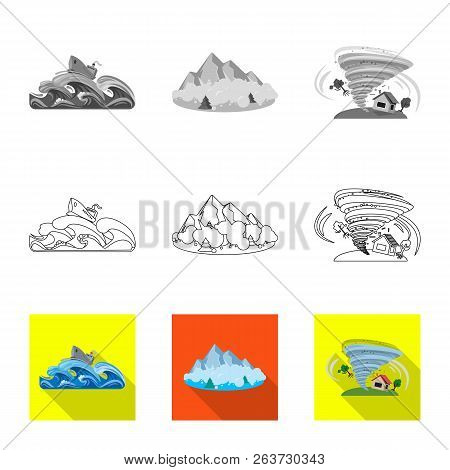 Vector Design Of Natural And Disaster Symbol. Collection Of Natural And Risk Stock Vector Illustrati