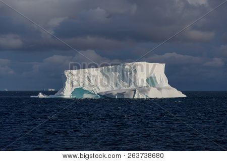Antarctic Seascape Tabular  With Iceberg