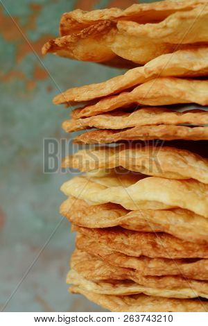 Fresh Puff Cakes For Napoleon Cake Puff Pastry For Dessert Milfey. French Pastries