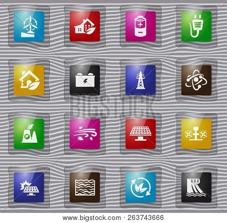 Alternative Energy Glass Icons Set For Web Sites And User Interface