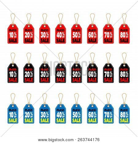Black Friday Sale Tags For Different Percents. All The Objects Are In Different Layers And The Text 