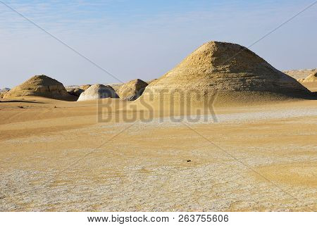 Beautiful Desert Landscape. Western White Desert, Sahara. Egypt. Africa. El- Khiyam. The Tents Valle