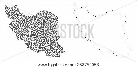 Dotted And Frame Map Of Iran Composed With Dots. Vector Grey Abstraction Of Map Of Iran. Connect The