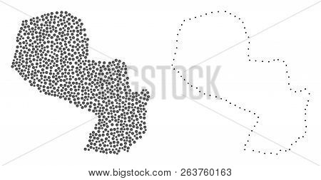 Dot And Frame Map Of Paraguay Composed With Dots. Vector Grey Abstraction Of Map Of Paraguay. Connec
