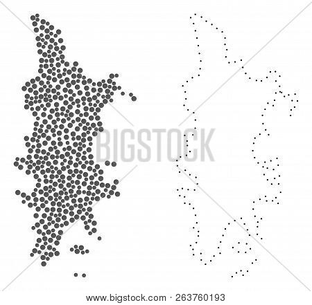 Dot And Contour Map Of Phuket Formed With Dots. Vector Grey Abstraction Of Map Of Phuket. Connect Th