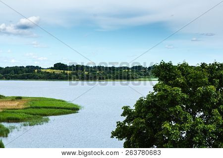 Ludza Lake In The End Of June, Cloudy Weather In Summer