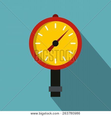 Manometer Or Pressure Gauge Icon. Flat Illustration Of Manometer Or Pressure Gauge Icon For Web On B