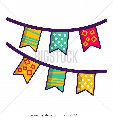Colorful Party Flags Icon. Cartoon Illustration Of Colorful Party Flags Icon For Web