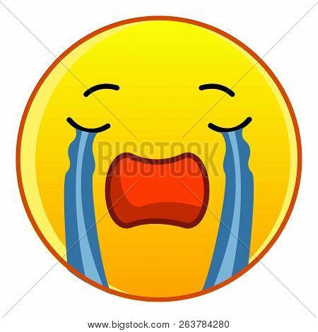 Weeping Yellow Emoticon Icon. Cartoon Illustration Of Weeping Yellow Emoticon Icon For Web