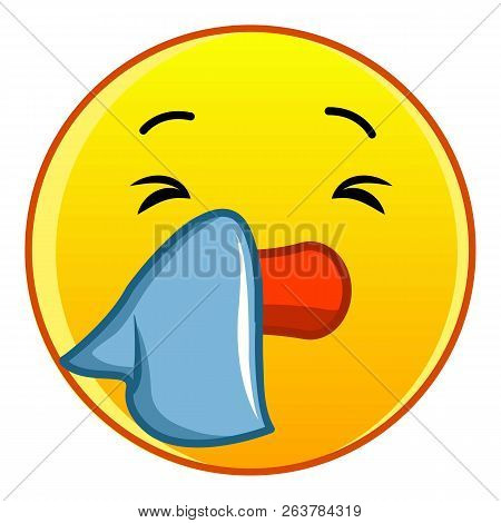 Yellow Emoticon Wiping His Nose Icon. Cartoon Illustration Of Yellow Emoticon Wiping His Nose Icon F