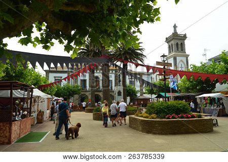 Stalls At The Medieval Market Fair In Tapia De Casariego. Nature, Travel, Recreation. August 2, 2018