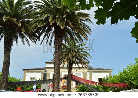 Facade Of The Town Hall During The Medieval Market In Tapia De Casariego. Nature, Travel, Recreation