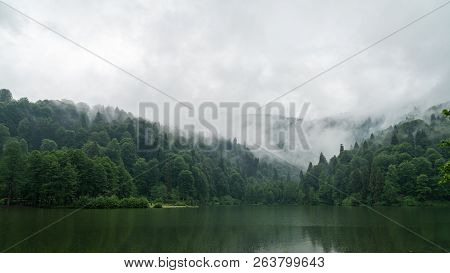 Artvin, Turkey - July 2018: A Beautiful Lake Landscape From Borcka Karagol Nature Park.