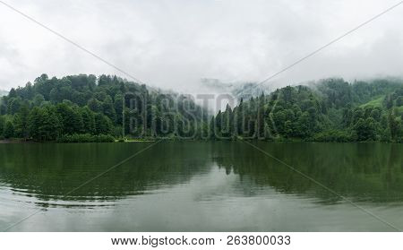 Artvin, Turkey - July 2018: A Beautiful Lake Landscape From Borcka Karagol Nature Park.