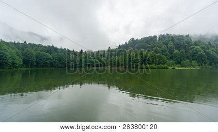 Artvin, Turkey - July 2018: A Beautiful Lake Landscape From Borcka Karagol Nature Park.