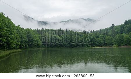 Artvin, Turkey - July 2018: A Beautiful Lake Landscape From Borcka Karagol Nature Park.