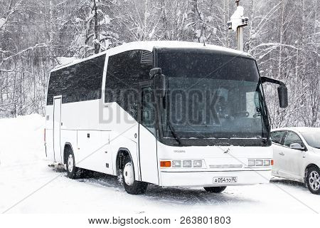 Asha, Russia - February 4, 2017: Small Toursitic Coach Bus Irizar Century At The Countryside.
