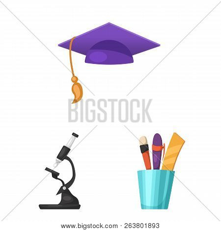 Vector Illustration Of Education And Learning Icon. Collection Of Education And School Vector Icon F