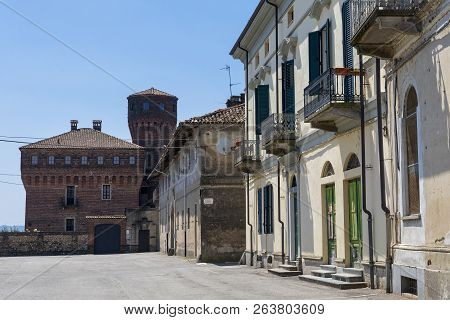 Medieval Castle In San Genuario, Historic Village Near Vercelli, Piedmont, Italy