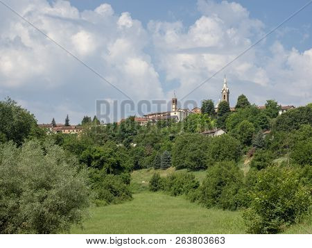 The Road From Asti To Antignano, Monferrato, Piedmont, Italy, At Summer