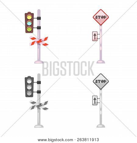 Vector Design Of Train And Station Icon. Set Of Train And Ticket Vector Icon For Stock.