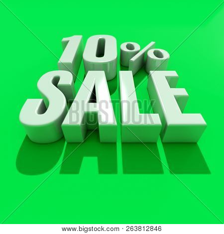 3d Illustration 10 Percent Discount Sign, Sale Up To 10, 10 Sale, Percentages Special Offer, Save On