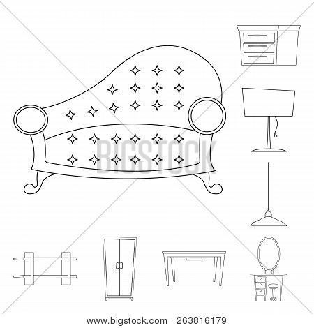Vector Illustration Of Furniture And Apartment Icon. Set Of Furniture And Home Vector Icon For Stock