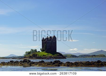 Castle Stalker Is A Tower House About 2.5 Kilometers Northeast Of Port Appin, A Village In Argyll An