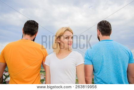 Girl Stand In Front Two Faceless Men. Best Traits Of Great Boyfriend. Everything You Need To Know Ab