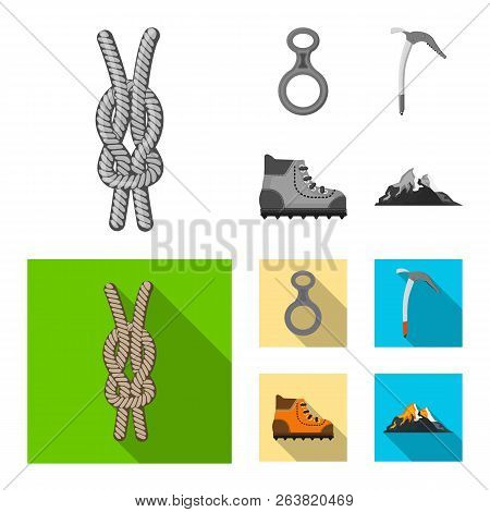Vector Illustration Of Mountaineering And Peak Symbol. Collection Of Mountaineering And Camp Vector 
