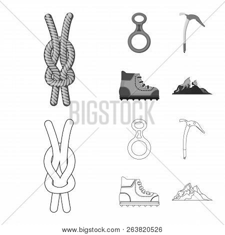 Vector Illustration Of Mountaineering And Peak Symbol. Collection Of Mountaineering And Camp Vector 