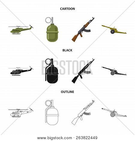 Vector Illustration Of Weapon And Gun Icon. Set Of Weapon And Army Vector Icon For Stock.