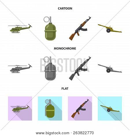 Isolated Object Of Weapon And Gun Sign. Set Of Weapon And Army Vector Icon For Stock.