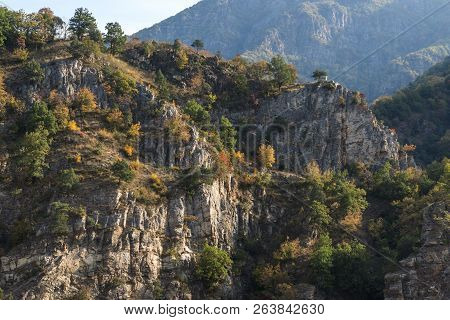 Amazing Autumn Landscape With  Forest Around Krichim Reservoir, Rhodopes Mountain, Bulgaria