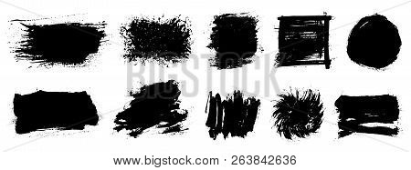Grunge Set. Detailed Grunge Backgrounds. Stain. Ink Splash. Isolated Backdrops For Text Or Logo. Liq