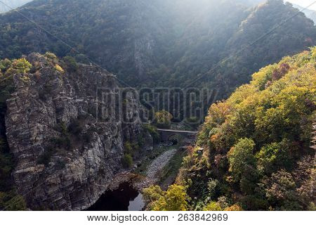Amazing Autumn Landscape With  Forest Around Krichim Reservoir, Rhodopes Mountain, Bulgaria