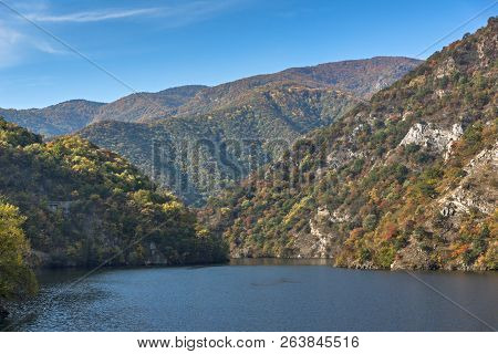 Autumn Landscape From Dam Of The Krichim Reservoir, Rhodopes Mountain, Plovdiv Region, Bulgaria