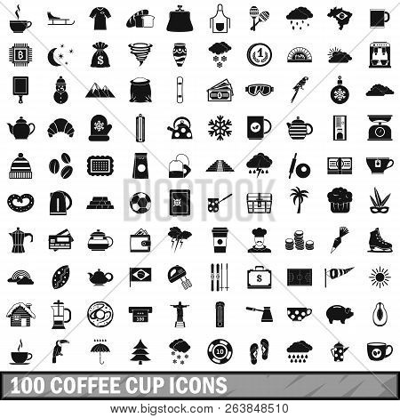 100 Coffee Cup Icons Set In Simple Style For Any Design Illustration