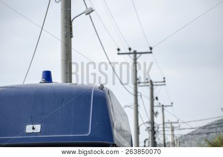 Athens, Acharnes, Stratopaido Kapota/ Greece - October 18 2018: Police Truck Operation,anti Steal El