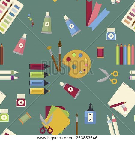 Art Creation Special Equipment To Paint And Draw Seamless Pattern.