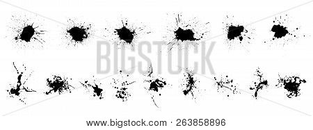 Grunge Set. Detailed Grunge Backgrounds. Stain. Ink Splash. Isolated Backdrops For Text Or Logo. Liq