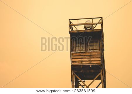 Close Up Of Guard Tower At The Manzanar Japanese Internment Camp In Independence California, During 