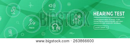 Hearing Test - Hearing Aid Or Loss / Sound Wave Images Set Web Header Banner