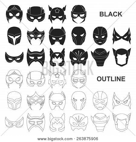 Carnival Mask Black Icons In Set Collection For Design.mask On The Eyes And Face Vector Symbol Stock