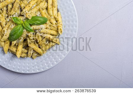 Italian Penne Pasta With Sauce Pesto