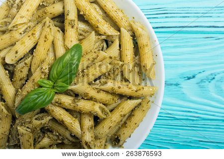 Italian Penne Pasta With Sauce Pesto