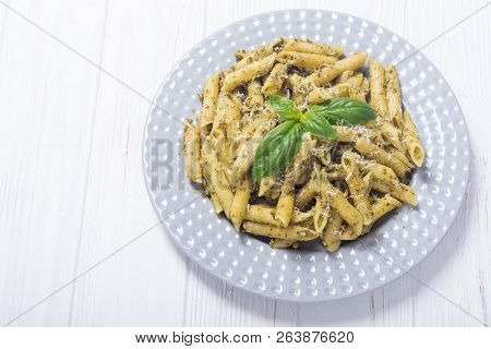 Italian Penne Pasta With Sauce Pesto