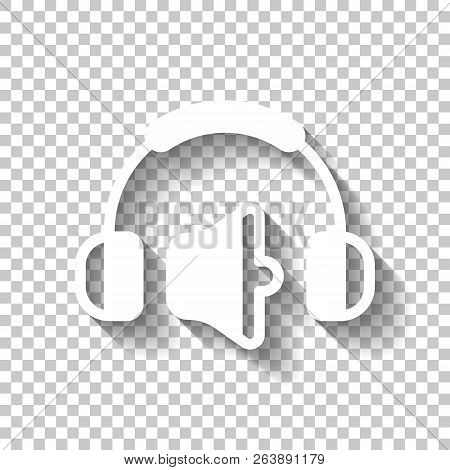 Headphones And Volume Level. Medium Volume Level. Simple Icon. W